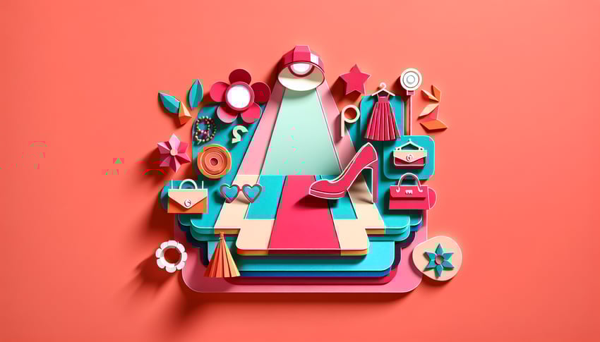 Paper art illustration featuring fashion model application form for FormCreatorAI article