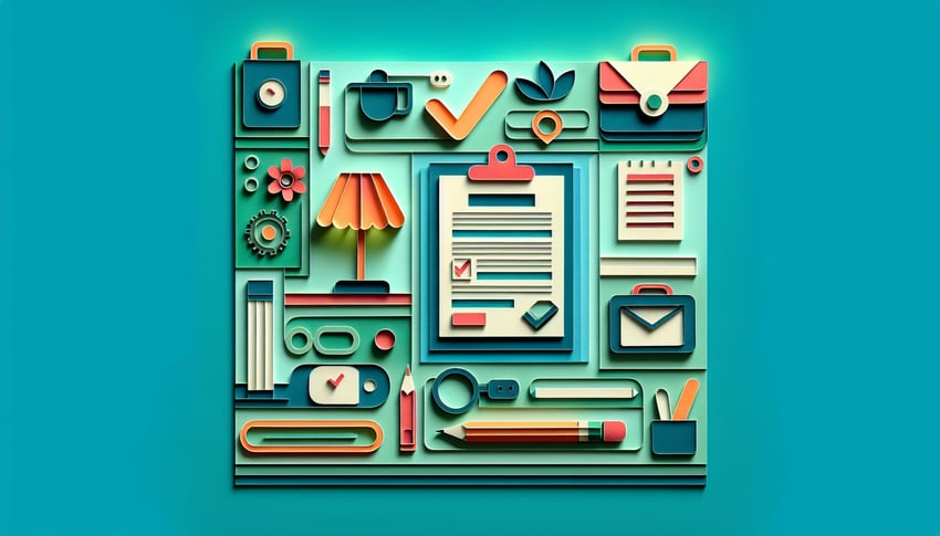 Paper art illustration depicting a working declaration form template design for FormCreatorAI article.