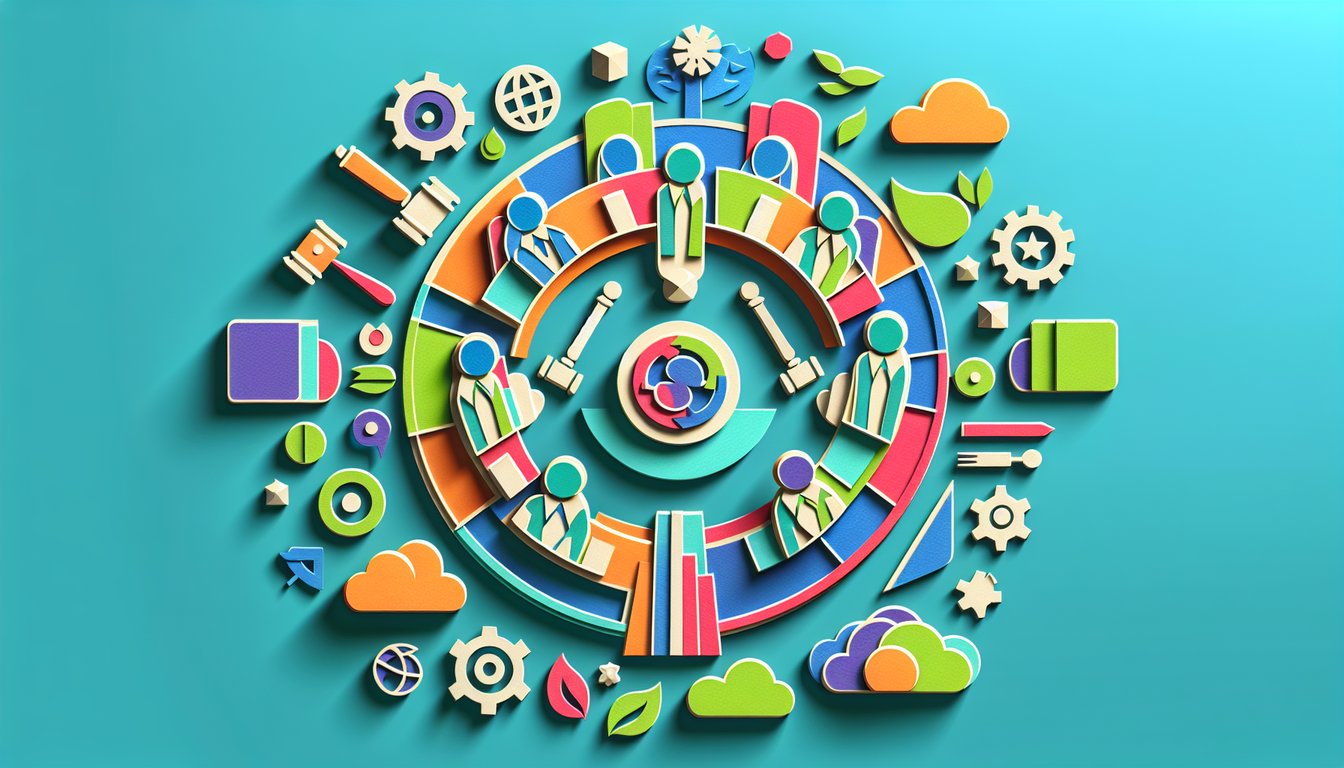 Paper art illustration depicting a committee report form template for FormCreatorAI article