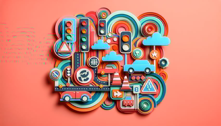 Paper art illustration depicting a motor vehicle accident report form for FormCreatorAI article