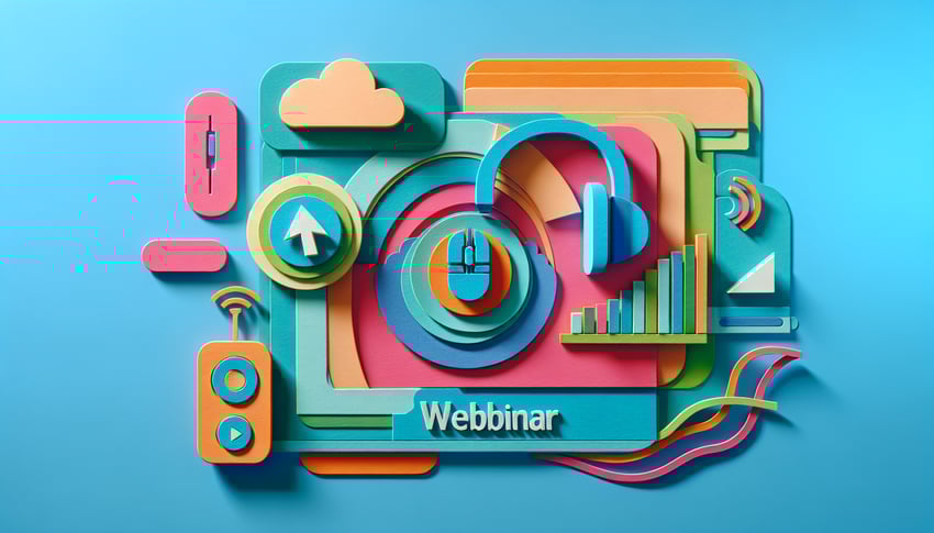 Paper art illustration depicting a webinar feedback form with creative design elements for FormCreatorAI article