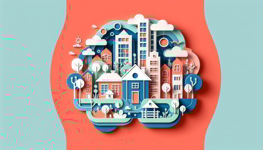 paper art illustration depicting an HOA application form template for FormCreatorAI