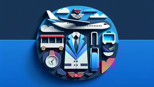 Paper art illustration depicting a flight attendant job application form with various fields and design elements.