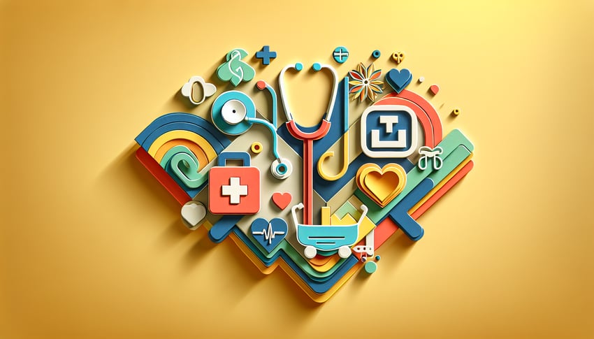 Paper art illustration depicting a medical treatment claim form designed for FormCreatorAI article