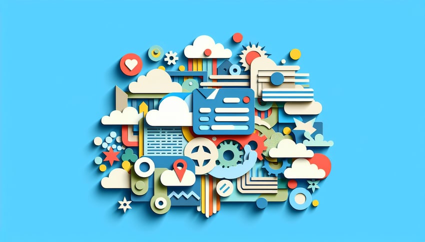 Colorful paper art illustration depicting a contribution form template for FormCreatorAI article