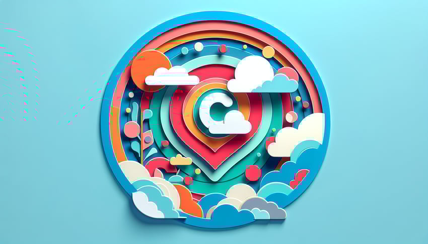 Paper art illustration depicting a copyright registration form for an article on FormCreatorAI.