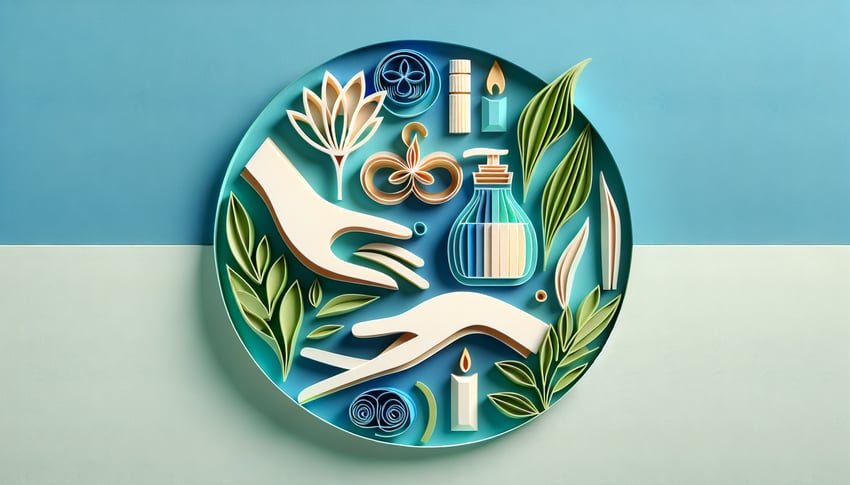 Paper art illustration depicting a massage intake form template for FormCreatorAI article