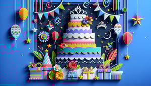Paper art illustration featuring a Quinceaera invitation template for FormCreatorAI.