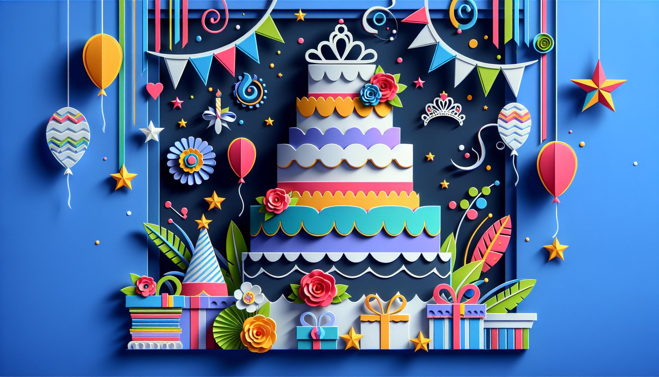 Paper art illustration featuring a Quinceaera invitation template for FormCreatorAI.