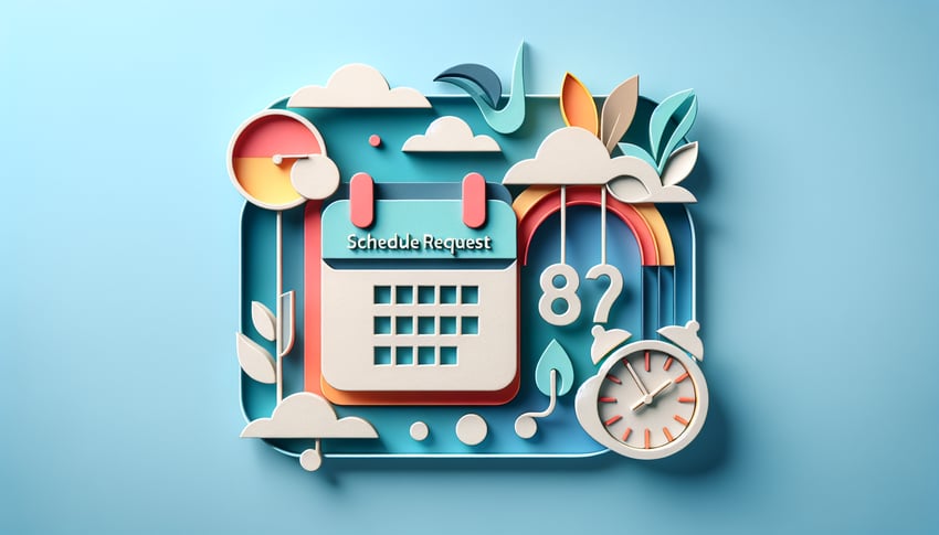 Paper art illustration representing a schedule request form for FormCreatorAI article