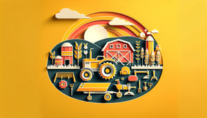 Paper art illustration depicting a survey form template for Tractor Supply by FormCreatorAI