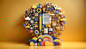 Paper art illustration representing an editor application form template for FormCreatorAI.