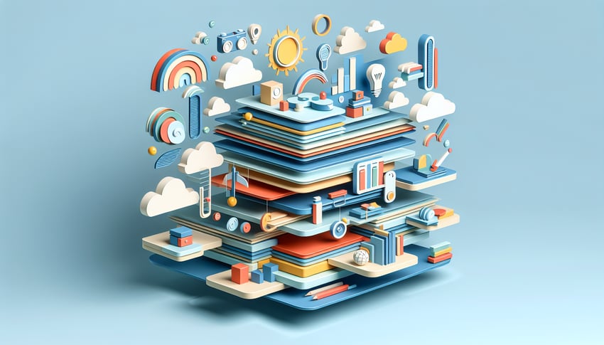 paper art illustration depicting various disciplinary forms for FormCreatorAI article