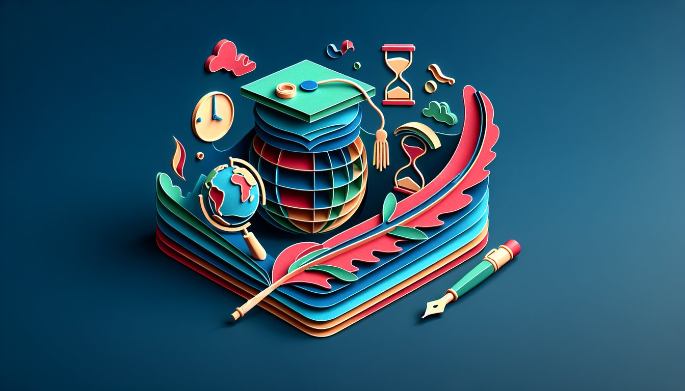 Paper art illustration depicting a student application form with creative design elements for FormCreatorAI article