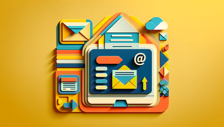 Paper art illustration depicting an email submission form for a FormCreatorAI article