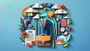 Paper art illustration depicting a generic job application form template for FormCreatorAI article