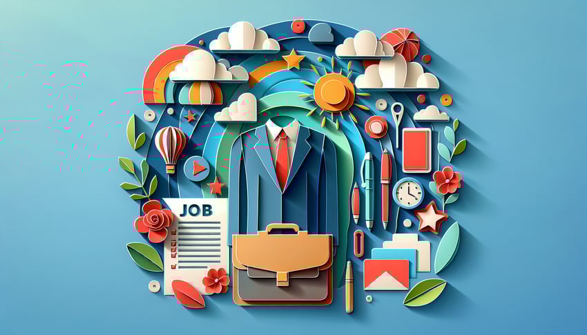 Paper art illustration depicting a generic job application form template for FormCreatorAI article