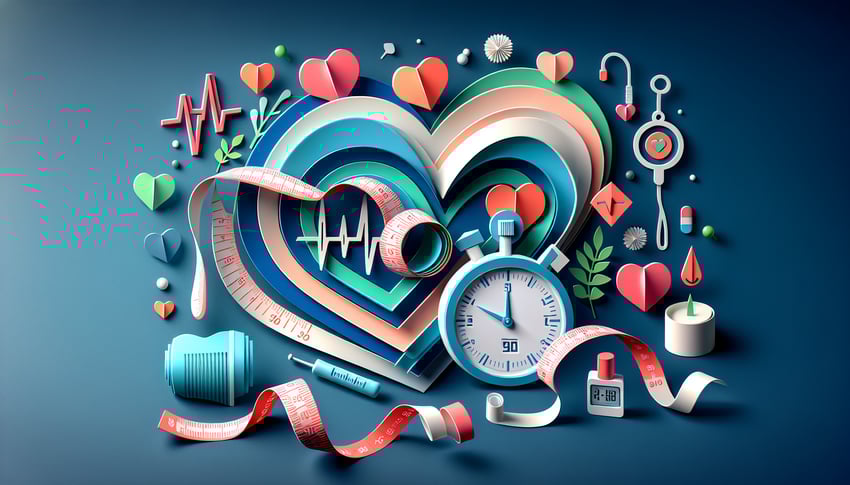 Paper art illustration depicting a fitness assessment form with charts and metrics relevant to health and exercise evaluation