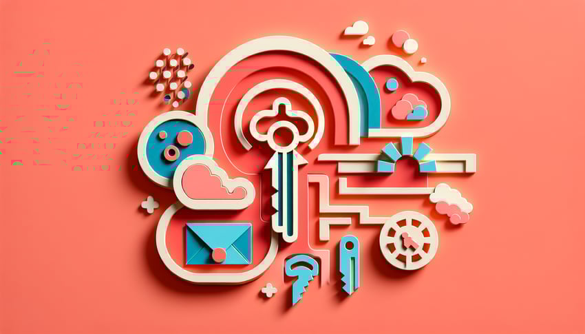 Paper art illustration depicting a key distribution form template for FormCreatorAI article