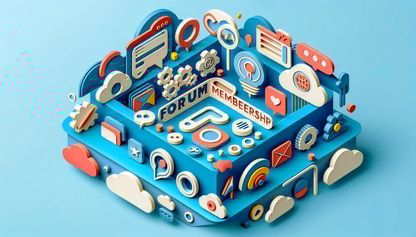 Paper art illustration depicting a forum membership form template for FormCreatorAI article.