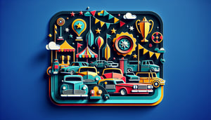 Paper art illustration depicting a car show registration form for FormCreatorAI article