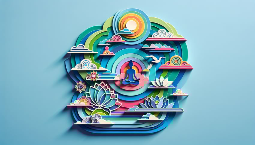 Paper art illustration representing a yoga waiver form for article on Yoga Waiver Form Template FormCreatorAI