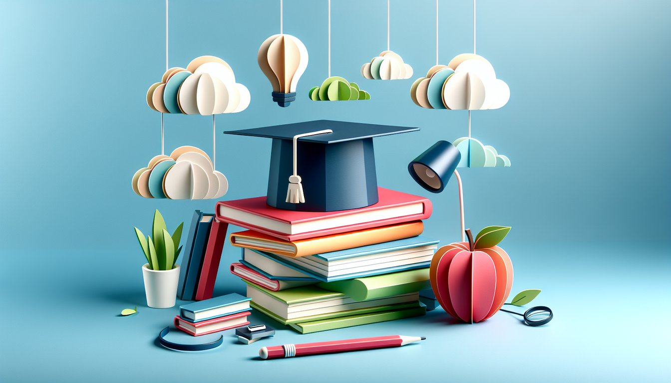 Paper art illustration showcasing a student profile form template and related design elements for FormCreatorAI.
