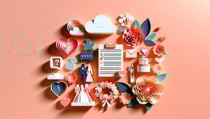 Paper art illustration related to wedding event planning questionnaire form template for FormCreatorAI article