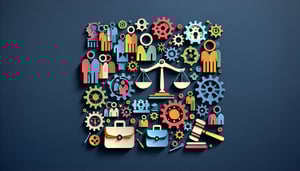 Paper art illustration featuring a case management form template with design elements related to FormCreatorAI