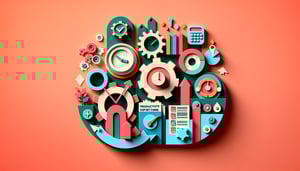 Paper art illustration depicting agent productivity report form template for FormCreatorAI