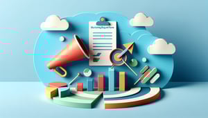 Paper art illustration depicting a marketing request form template for FormCreatorAI article.