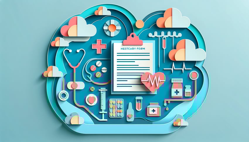 Paper art illustration related to medical history form template for FormCreatorAI article