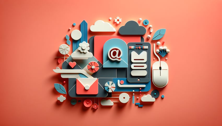 Paper art illustration depicting an email signup form with creative design elements for FormCreatorAI article