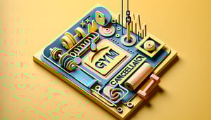 Paper art illustration depicting a gym cancellation form with fitness icons and design elements for an article on FormCreatorAI