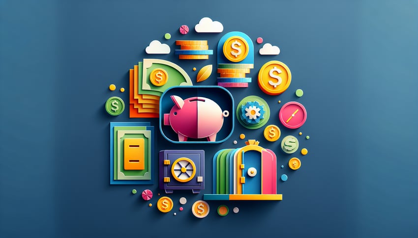 Paper art illustration depicting a financial planning questionnaire form for FormCreatorAI article.