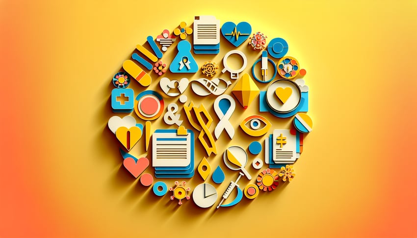 Paper art illustration depicting a report form for sexually transmitted infections with design elements related to health.