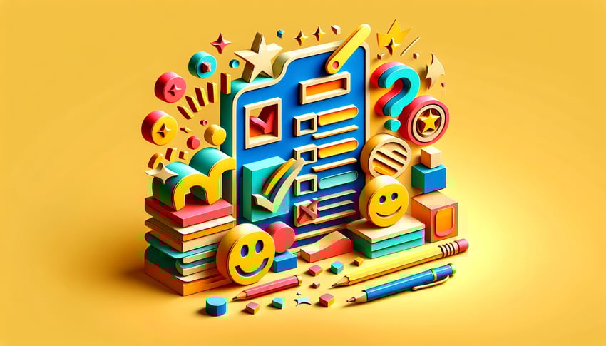 Paper art illustration depicting an Employee Satisfaction Survey Form for FormCreatorAI article