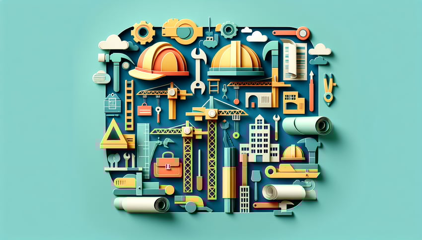 Paper art illustration representing a construction job application form for FormCreatorAI article