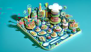 Paper art illustration depicting a catering request form with elegant design elements for FormCreatorAI article