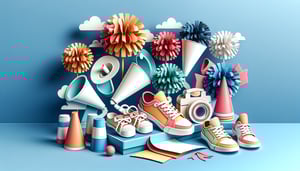 Paper art illustration featuring a cheer tryout registration form template for an article about FormCreatorAI