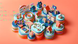 Paper art illustration featuring design elements related to real estate and referral forms for FormCreatorAI article