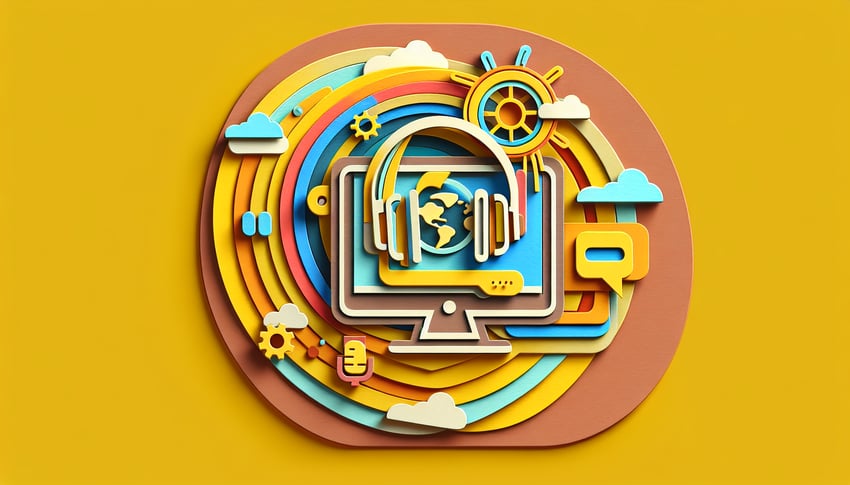 Paper art illustration depicting a virtual webinar registration form design and tools for FormCreatorAI article