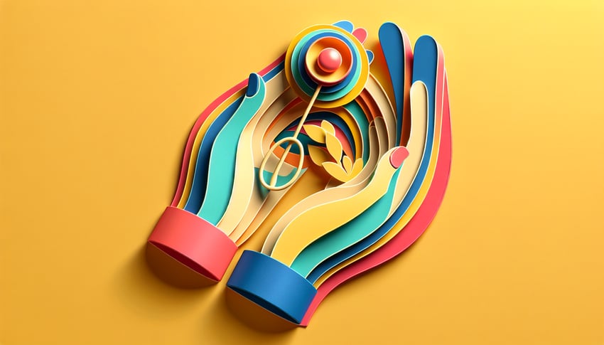 colorful paper art illustration depicting a child care withdrawal form template and related elements