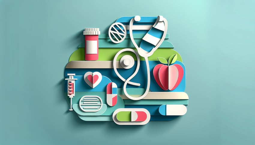 paper art illustration related to medical information form template and FormCreatorAI