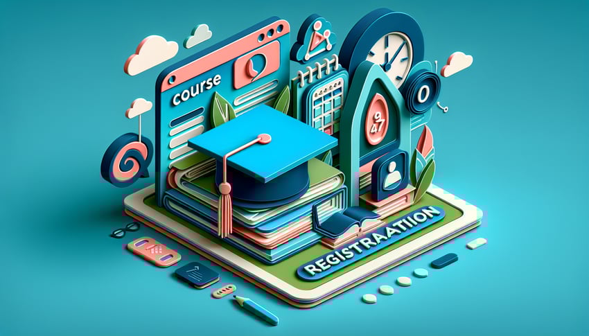 Paper art illustration depicting a course registration form for a FormCreatorAI article