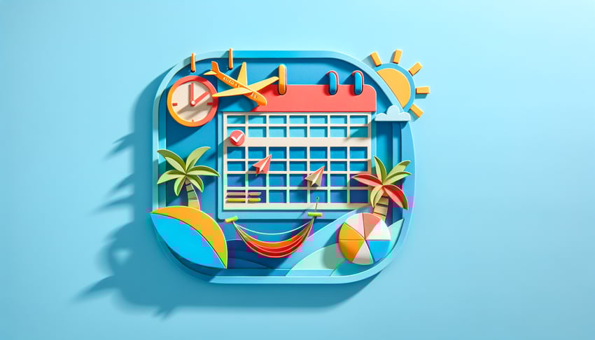 Paper art illustration depicting a time off request form with stylized elements for an article on FormCreatorAI