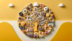 Paper art illustration depicting a family reunion registration form template for FormCreatorAI article