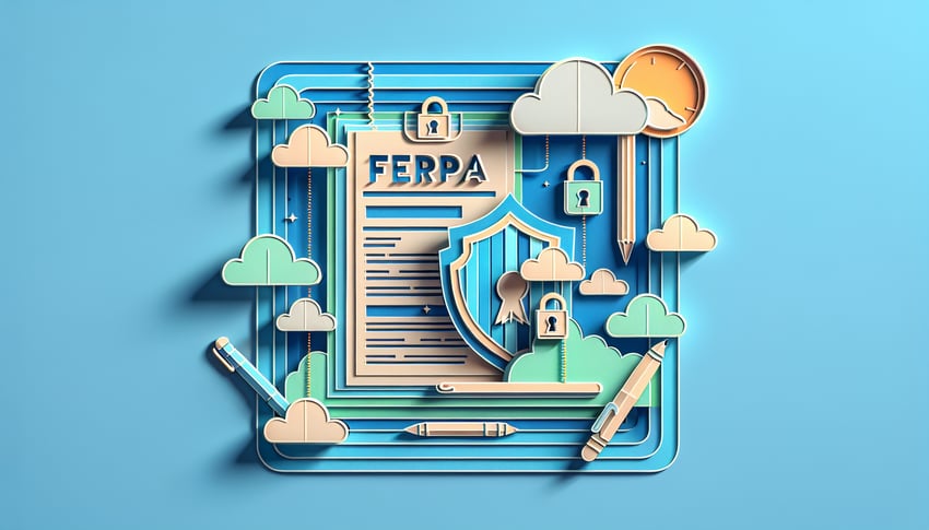 Paper art illustration depicting a FERPA waiver form for an article on FormCreatorAI.