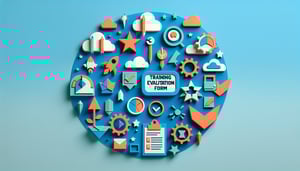 Paper art illustration representing a training evaluation form for FormCreatorAI article.