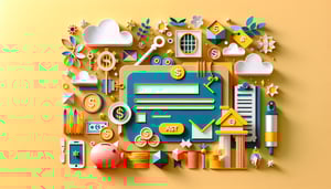 Paper art illustration showcasing a bank account registration form template and related design elements.